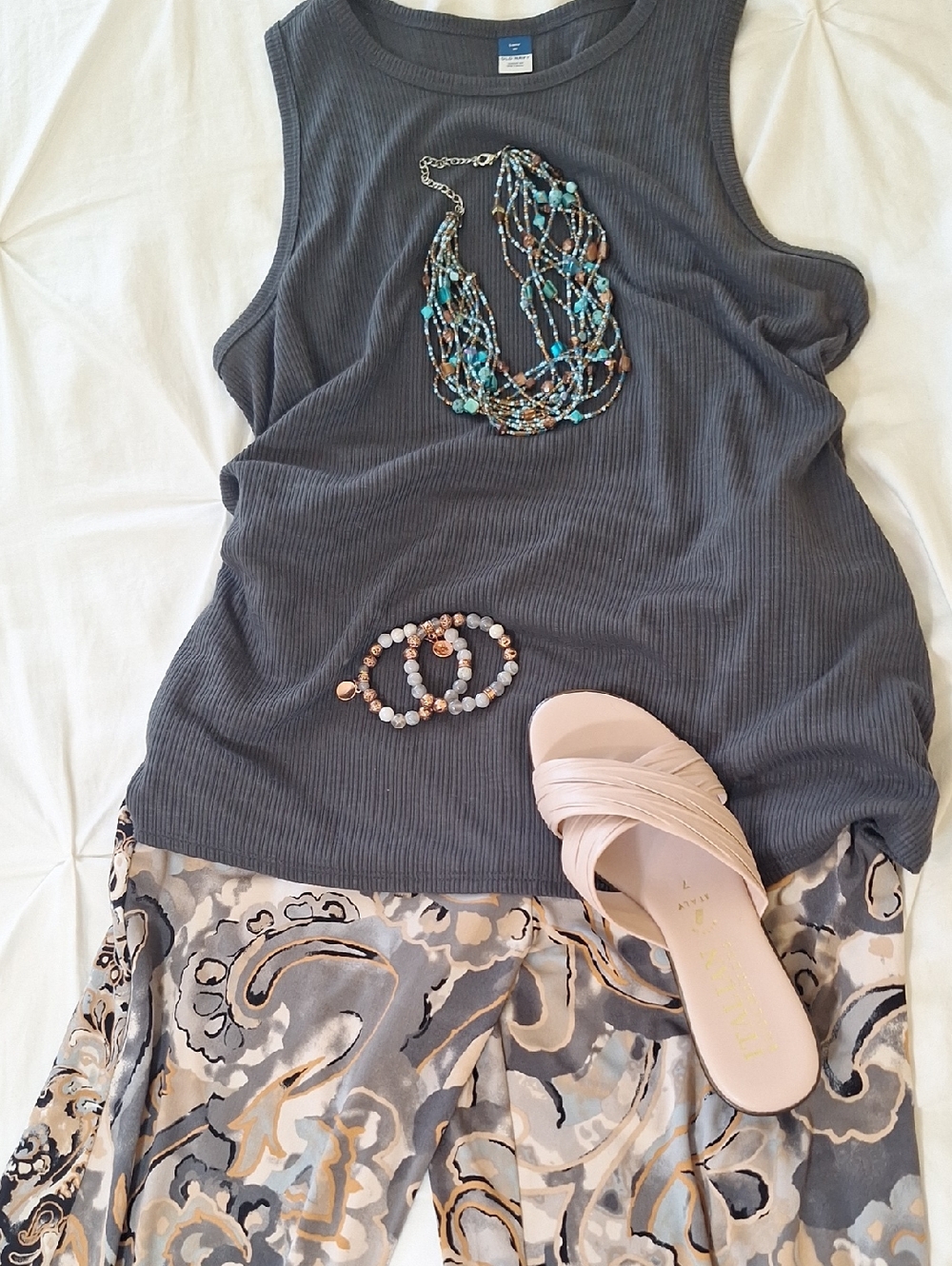 Boho Paisley Floral Wide Leg Cropped Pants Earth Tones - Picture 13 of 13